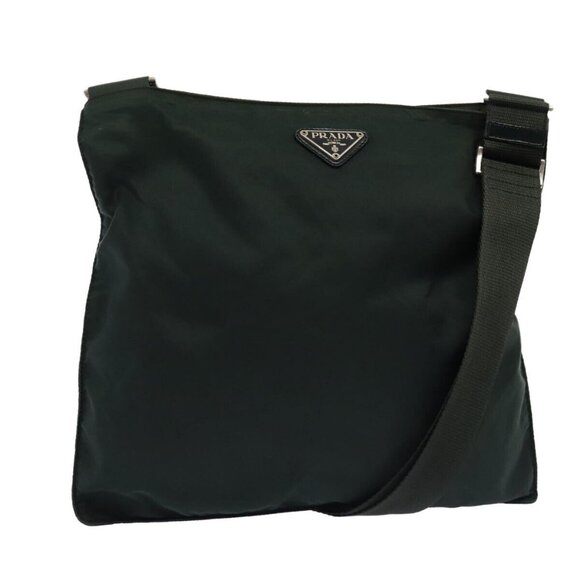 PRADA Shoulder Bag Nylon Green Silver - Picture 1 of 15